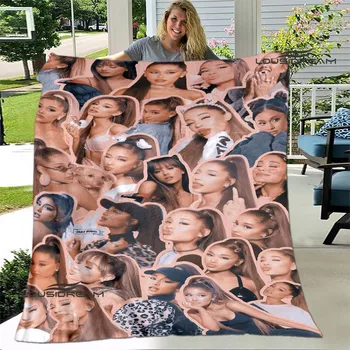 Певицата Ариана Гранде отпечатано одеяло Топли фланелени одеяла Меки и удобни домашни пътувания Подплата за легло Подарък за рожден ден