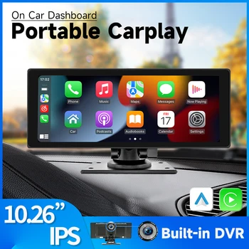10.26 инчов преносим автомобил радио с DVR MP5 мултимедиен видео плейър сензорен екран безжичен Carplay Android авто стерео приемник