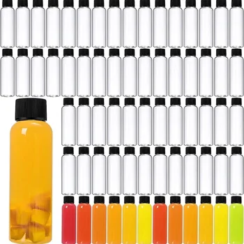 100 бр. 2oz прозрачни пластмасови бутилки мини бутилка сок с винтов капак малък празен течен флакон за многократна употреба фризер контейнер за напитки