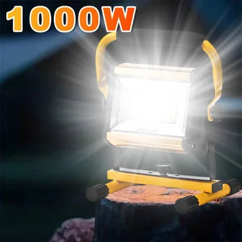 1000W водоустойчива наводнена светлина външен рефлектор LED външен проектор RGB прожектор прожектор акумулаторна от 6 * 18650 батерия