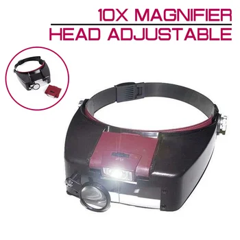 10X лупа LED осветена лупа очила осветена лупа лента за глава регулируема трета употреба оптичен инструмент