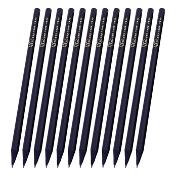 12Pcs / пакет Живопис Рисуване Писане Моливи Дървени черни моливи Черно Род моливи Черно Стандартни моливи