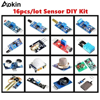 16pcs/lot Комплект платки за сензорен модул за стартер Arduino DIY комплект Raspberry Pi 3/2 Модел B 16 Сензор за проследяване на температурата на дъжда