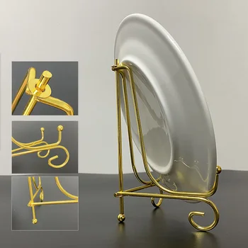 1PC Начало декор занаятчийски скоба снимка пиедестал злато книга притежателя желязо изложбена стойка купа чиния рамка за съхранение орнаменти