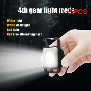 1~5PCS Нова мини джобна ключодържателка LED светлина Фонарик Ултра лека външна лампа за къмпинг инструменти Многофункционална USB акумулаторна работа