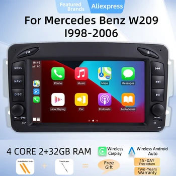2 Din Android 12 стерео за кола за W203 Mercedes Benz Vito W639 W168 VaneoClk W209 W210 M / ML Радио Мултимедия Аудио GPS навигация
