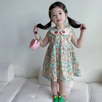 2023 Лятна нова лека луксозна мода Корейски детски дрехи Детска удобна ежедневна рокля момичета принцеса пола бутиково облекло