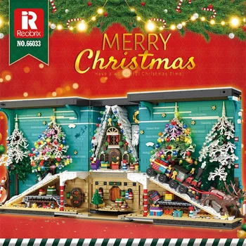 3260PCS Коледна книга модел строителни блокове коледно дърво къща влак тухли с лека Нова година детски играчки коледни подаръци