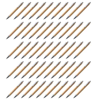 50Pcs / Lot бамбукова химикалка стилус контакт писалка Офис & училищни пособия Писалки и консумативи за писане Подаръци със синьо мастило