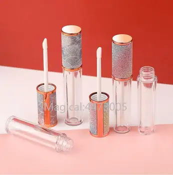 5ml Кръгли гланцови тръби за устни Висококачествени прозрачни пластмасови празни контейнери за гланц за устни Бутилки за гланц за устни Контейнери за козметични опаковки