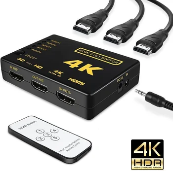 5x1 HDMI превключвател 4K 1080P 5x1 3x1 HDMI превключвател селектор 5 в 1 изход видео сплитер с дистанционно управление за PS4 / 3 TV Box HDTV PC