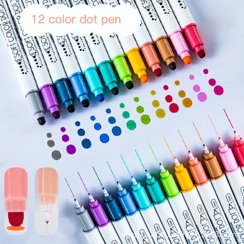 6Pcs/Set светъл цвят точка маркер писалка комплект двоен връх фина лайнер & точки точков маркер за рисуване живопис офис училищни пособия