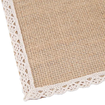 8Pcs бельо маса мат дантела placemat комплект естествена юта тъкани прибори за хранене мат сватбено тържество декорация