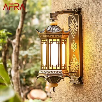 AFRA Външни стенни лампи Бронзово осветление LED свещи Класически водоустойчив ретро за декорация на домашен балкон