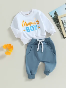 Baby Girl 2 Piece Outfits Флорален печат Суитчър с дълъг ръкав и еластични панталони за малко дете Анцуг Есенни дрехи
