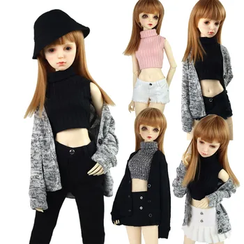 BJD Дрехи за кукли 58-60CM 1/3 Модни момичета SD Кукли играчки Топка Jointed Doll Пуловери, шапки, бельо Подарък за момиче