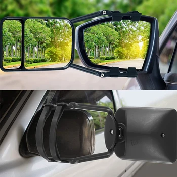 Car теглене огледало клип на странично разширение теглене огледало 360 градуса въртене регулируема двоен изглед теглене огледало за RV