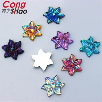 Cong Shao 200PCS 15mm AB цветни цветя плосък гръб акрилни кристали камъни и кристали за облекло занаятчийски бутон DIY CS208