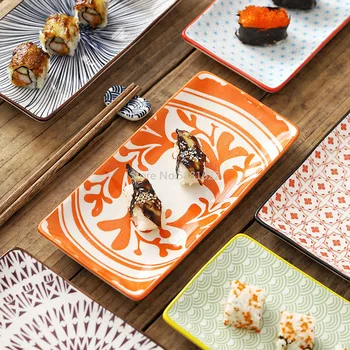 Creative Nordic Style Underglaze Керамични прибори за хранене Ресторант Правоъгълна суши компот Начало Dim Sum плоска плоча
