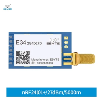 E34-2G4D27D nRF24L01 + rf модул UART пълен дуплекс 2.4GHz 27dBm дълъг обхват 5km безжичен приемо-предавател приемник SMA-K антена DIP