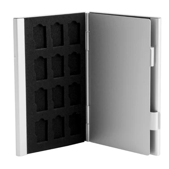 F3KE Сребърна алуминиева карта с памет за съхранение на кутия за кутия за 24 карти