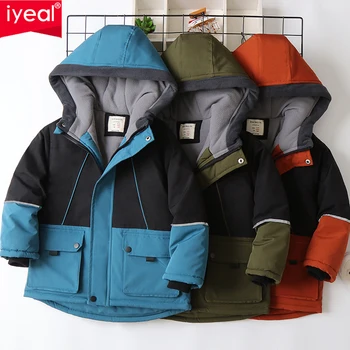 IYEAL Kids Boys Casual Hooded Warm Windproof Връхни дрехи Палто за момче Дрехи Есен Зима Деца Бебе Момчета Яке