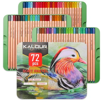 KALOUR 50/72 бр. Живи цветове Мека сърцевина Мек пастелен цветен молив с въглен, оцветен в калаена кутия, за начинаещи & Pro Artists