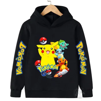 Kawaii Pokemon качулка за детски дрехи, дрехи за момичета, модни бебешки дрехи за момчета, есенни топли спортни облекла, детски
