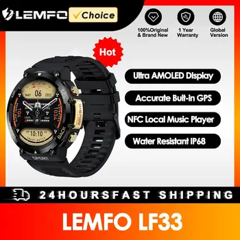 LEMFO LF33 Amoled Smart Watch 2024 NFC Smartwatch Мъже Вградена музика Играйте IP68 Водоустойчив спортен часовник 1.39 инчов HD екран T-Rex