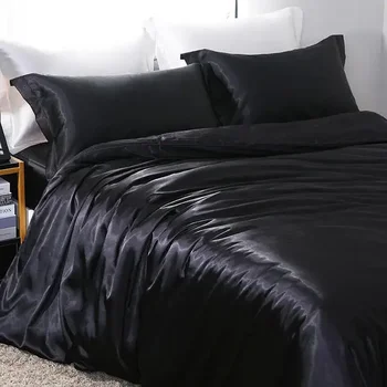 Luxury 4pcs сатен спално бельо комплект Duvet покритие с калъфка King Queen размер удобно легло комплект легла покрива бельо лист