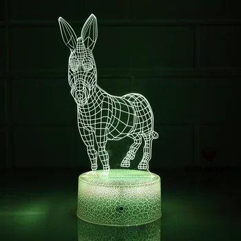 Nighdn 3D магаре нощна лампа илюзия нощна светлина 7 цвят промяна докосване превключвател маса бюро декорация лампи подарък за деца
