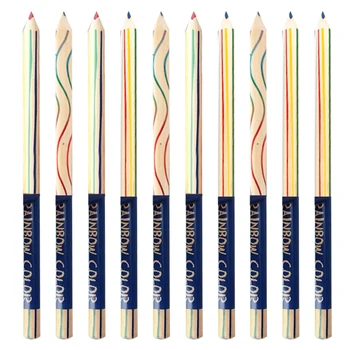 Rainbow моливи Rainbow рисуване моливи 10 бр 4-в-1 цвят молив комплект за оцветяване книги рисуване скициране рисуване доставки