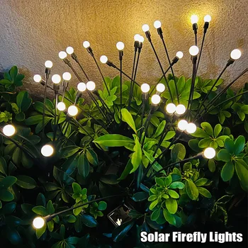 Solar Firefly LED светлини Външна градинска декорация Водоустойчиви пейзажни светлини Фойерверки Светулка Лампи за косене на трева Домашен балкон 001