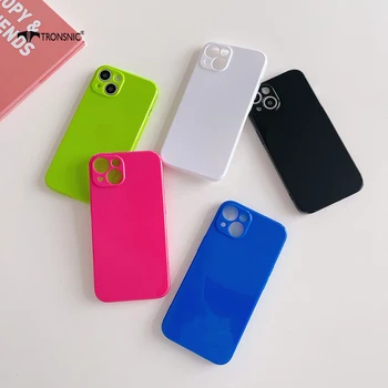 Solid Candy Glossy калъф за телефон за Xiaomi 13 11 Lite Poco X5 F5 Pro Redmi Note 11 10 9 8 Pro Нов обектив Напълно защитен черен капак