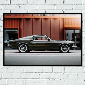 Sportscar Canvas Printings Art Mustang Boss 429 Стара кола плакат декоративна живопис за дома хол стена декор
