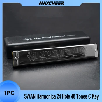 Swan Harmonica Tremolo C Key 24 дупки Tremolo Harmonica Орган Висококачествени дървени духови музикални инструменти