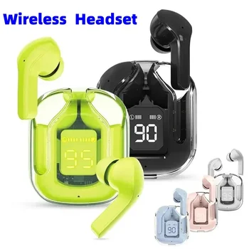 TWS безжични Bluetooth слушалки Прозрачен дизайн с LED цифров дисплей стерео звукови слушалки за всички смартфони