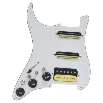 White 3 пластова електрическа китара Humbucker лява ръка Pickguard пикап с Singlecut окабеляване зареден Prewired Swith