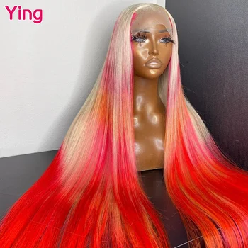 Ying Omber Hot Red 613 Bone Straight 13x6 Човешка коса Руса дантела Фронтална перука 180% бразилска Remy 13X4 прозрачна дантелена предна перука