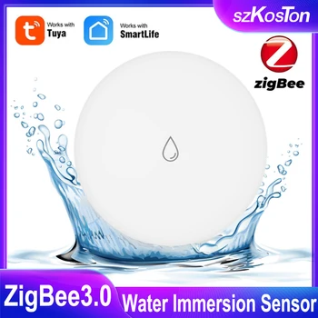 ZigBee Tuya Детектор за изтичане на вода Интелигентна домашна автоматизация Предупреждение за препълване Интелигентен живот APP Дистанционно наблюдение Сензор за потапяне на вода