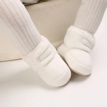 Бебешки бебешки зимни ботуши за сняг Плътен цвят Меки топли неплъзгащи се бебешки зимни топли обувки за първа проходилка