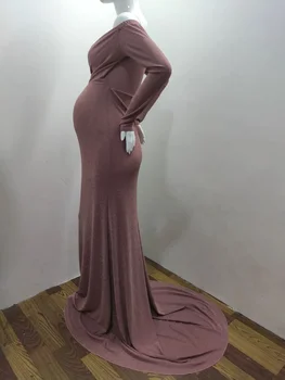 Без раменете майчинство рокли фотография подпори секси сплит страна Макси рокля за бременни жени дълга бременност рокля фотосесии