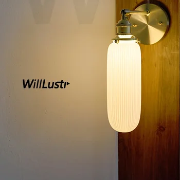 бял нагънат керамична стена лампа лампа порцелан стена лампа месинг тела трапезария спалня ресторант хотел нощна лампа