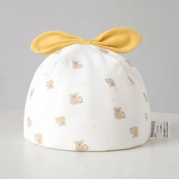 Висококачествена бебешка шапка памук сладка точка цветен животински печат новородено момче момиче капачки 0-3 месеца болница бебе аксесоари