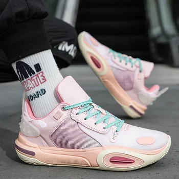 Висококачествена марка розови дамски кошници обувки фитнес професионални обувки за обучение за мъже платформа неплъзгащи се мъжки баскетболни маратонки