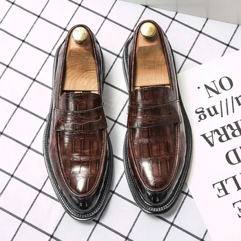 Висококачествени дизайнерски официални кожени обувки Нови мъжки обувки Penny Business Shoes Мъжки мокасини Официални ежедневни обувки Мокасини