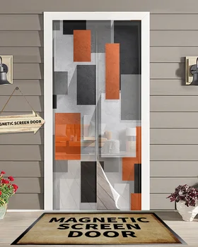Геометрични фигури Оранжево Абстрактно Кухненска завеса Магнитна мрежа против комари Завеси Лятна спалня Завеса за врати против насекоми