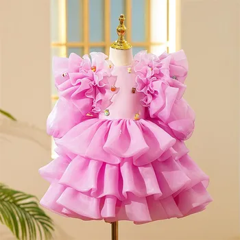 Детски сватбени рокли за момичета Елегантно цвете принцеса Туту рокля бебе момиче Коледна рокля вестидос инфантил размер 1 2 4 8 години