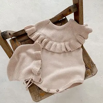 Дрехи за новородени Бебешко боди 2023 Есенно памучно плетено едно парче дрехи пуловер плетено палто без ръкави