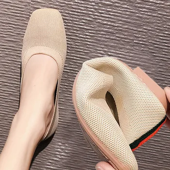 Жените плоски обувки жена пролетта нови случайни плитки мокасини дами плетени окото мокасини майчинство обувки Zapatos De Mujer